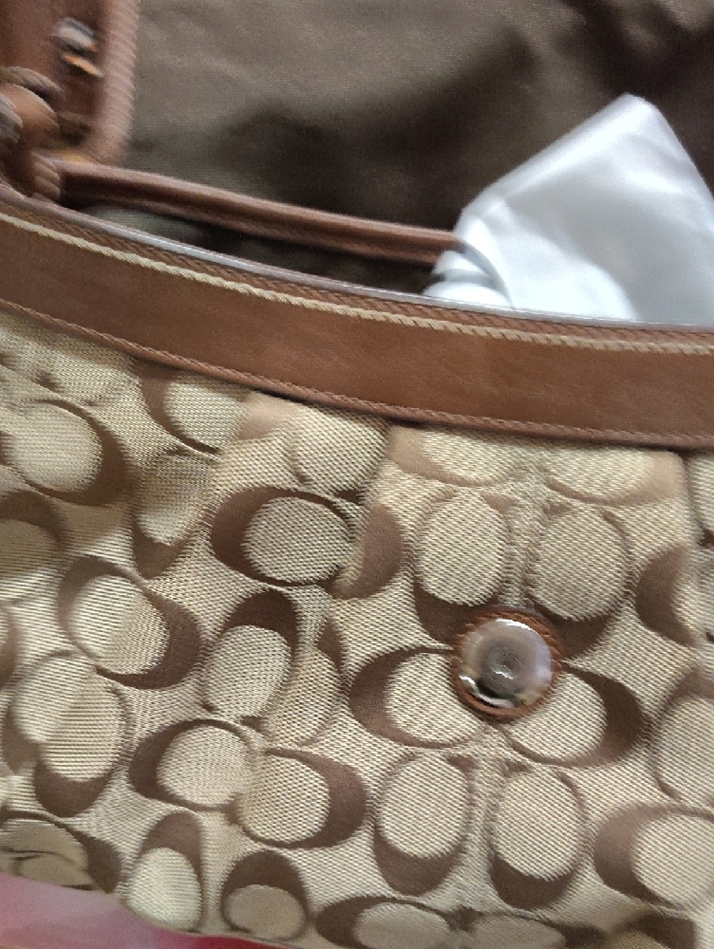 Coach Tan and Brown Signature Shoulder Bag - Picture 4 of 6
